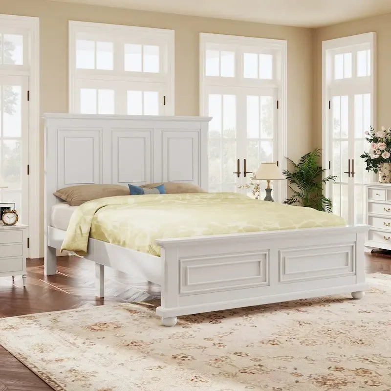 Lit Queen Vintage en Pin de Style Campagne Traditionnel