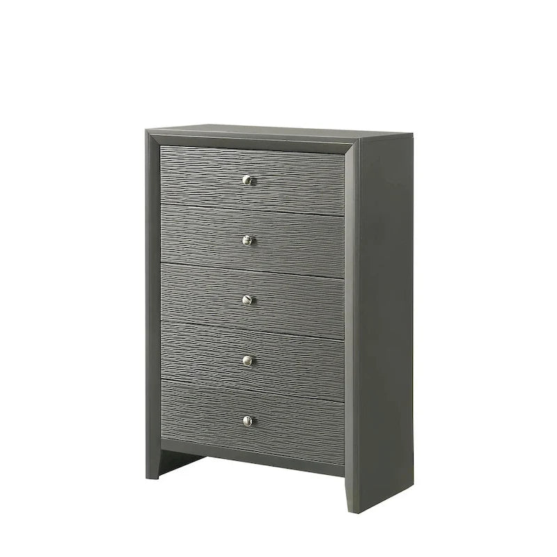 Chambre avec tête de lit grise