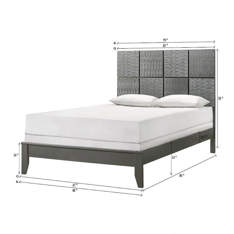 Chambre avec tête de lit grise