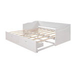 Canapé-lit extensible en bois, lit de repos avec lit gigogne et 2 tiroirs de rangement