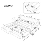 Canapé-lit extensible en bois, lit de repos avec lit gigogne et 2 tiroirs de rangement