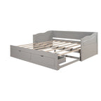 Canapé-lit extensible en bois, lit de repos avec lit gigogne et 2 tiroirs de rangement