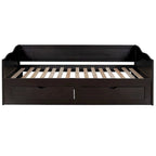 Canapé-lit extensible en bois, lit de repos avec lit gigogne et 2 tiroirs de rangement