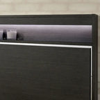 Ensemble de chambre 3 pièces gris | Lit, table de chevet et commode | Éclairage LED et ports USB