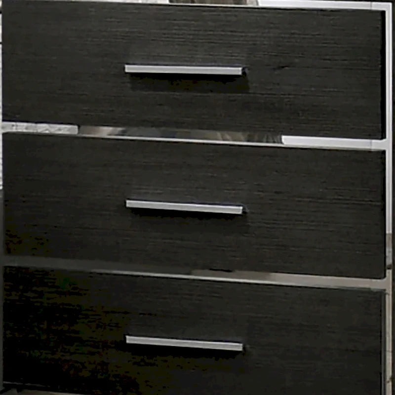 Ensemble de chambre 3 pièces gris | Lit, table de chevet et commode | Éclairage LED et ports USB