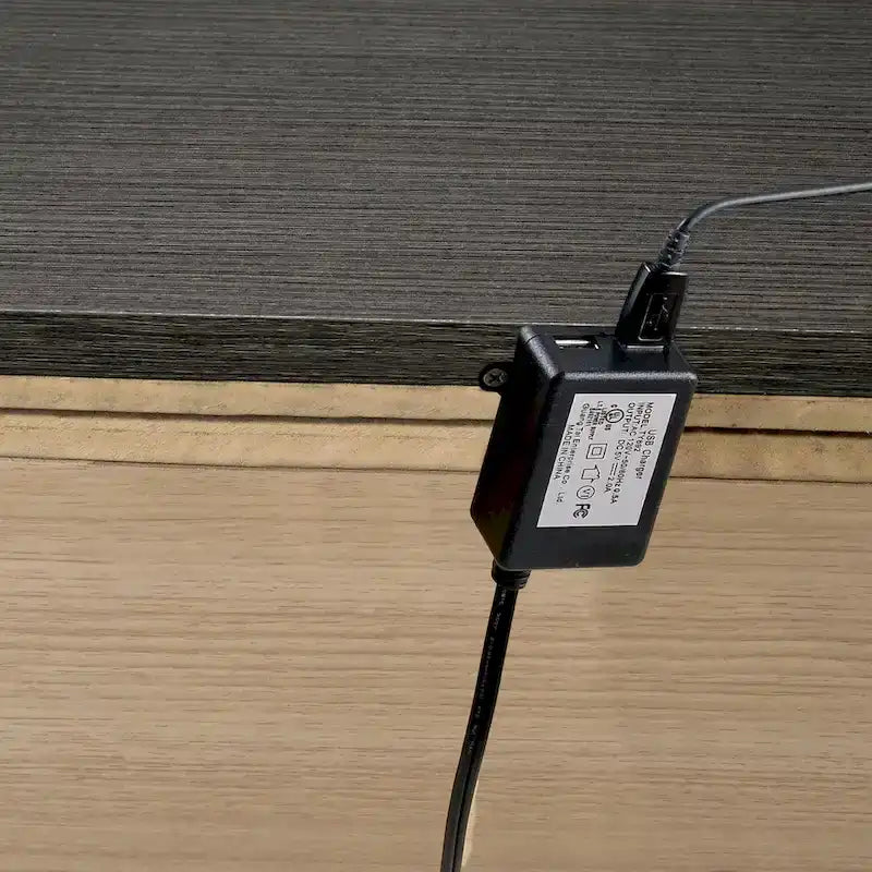 Ensemble de chambre 3 pièces gris | Lit, table de chevet et commode | Éclairage LED et ports USB