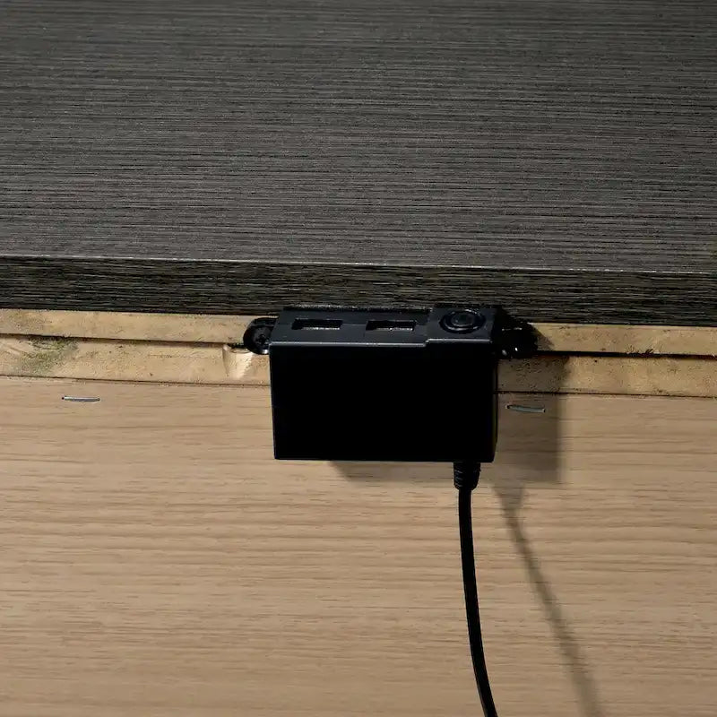 Ensemble de chambre 3 pièces gris | Lit, table de chevet et commode | Éclairage LED et ports USB