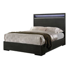 Ensemble de chambre 3 pièces gris | Lit, table de chevet et commode | Éclairage LED et ports USB