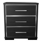 Ensemble de chambre 3 pièces gris | Lit, table de chevet et commode | Éclairage LED et ports USB