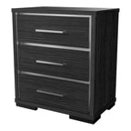 Ensemble de chambre 3 pièces gris | Lit, table de chevet et commode | Éclairage LED et ports USB