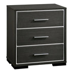 Ensemble de chambre 3 pièces gris | Lit, table de chevet et commode | Éclairage LED et ports USB