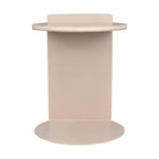 Table d'appoint en forme de C de 50 cm | Plateau en marbre beige naturel et pied en acier | Style moderne du milieu du siècle