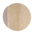 Table d'appoint en forme de C de 50 cm | Plateau en marbre beige naturel et pied en acier | Style moderne du milieu du siècle
