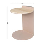 Table d'appoint en forme de C de 50 cm | Plateau en marbre beige naturel et pied en acier | Style moderne du milieu du siècle