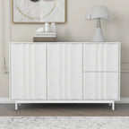 Meuble de Rangement Motif Vague avec 2 Portes et 2 Tiroirs, Réglable, Adapté pour Bureau, Entrée et Salon