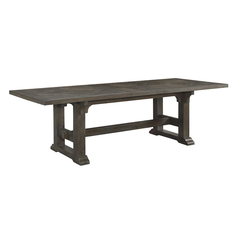 Table de salle à manger Koa 84-102 pouces, extensible 8 places rectangulaire, bois marron