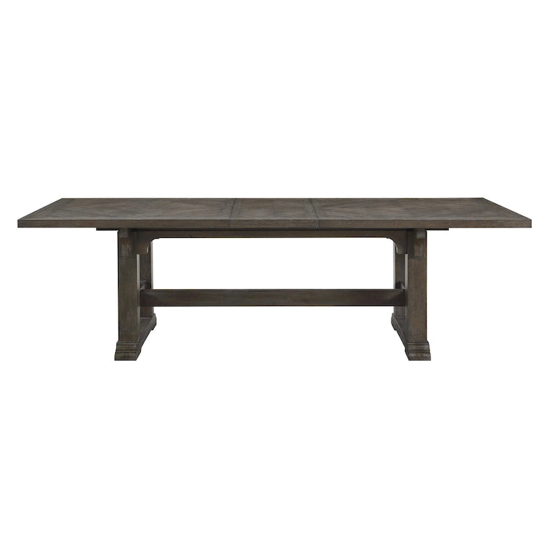 Table de salle à manger Koa 84-102 pouces, extensible 8 places rectangulaire, bois marron