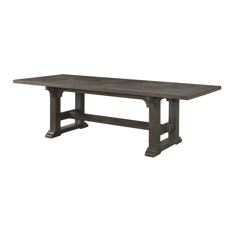 Table de salle à manger Koa 84-102 pouces, extensible 8 places rectangulaire, bois marron