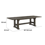 Table de salle à manger Koa 84-102 pouces, extensible 8 places rectangulaire, bois marron