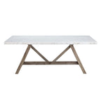 Table à manger en placage de marbre blanc | Design de luxe élégant | Meubles de salle à manger modernes