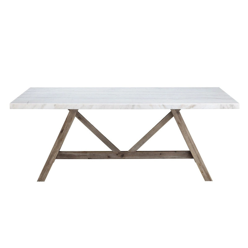 Table à manger en placage de marbre blanc | Design de luxe élégant | Meubles de salle à manger modernes