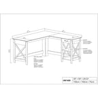 Bureau d'angle en L gris délavé | 1 tiroir et 1 étagère ouverte | Bureau moderne pour télétravail