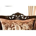Causeuse traditionnelle marron en chenille semi-ferme | Cadre en pin massif | Salon 2 places