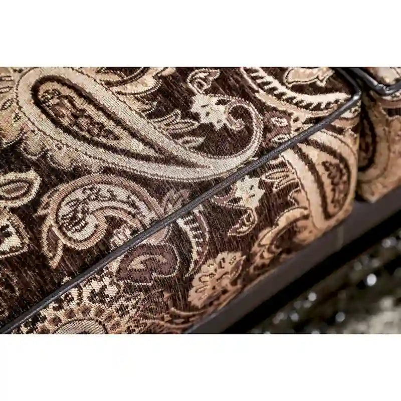 Causeuse traditionnelle marron en chenille semi-ferme | Cadre en pin massif | Salon 2 places
