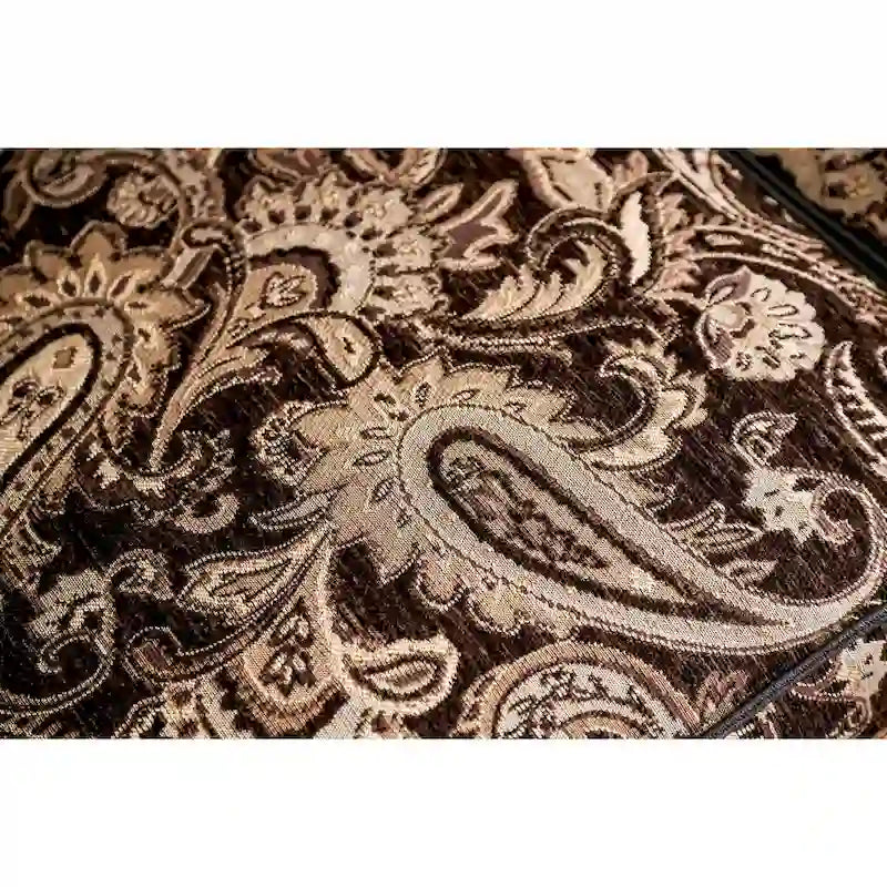 Causeuse traditionnelle marron en chenille semi-ferme | Cadre en pin massif | Salon 2 places