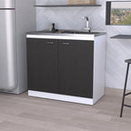 Meuble sous-évier avec lavabo utilitaire à 2 portes rectangulaire Brookeline