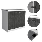 Meuble sous-évier avec lavabo utilitaire à 2 portes rectangulaire Brookeline