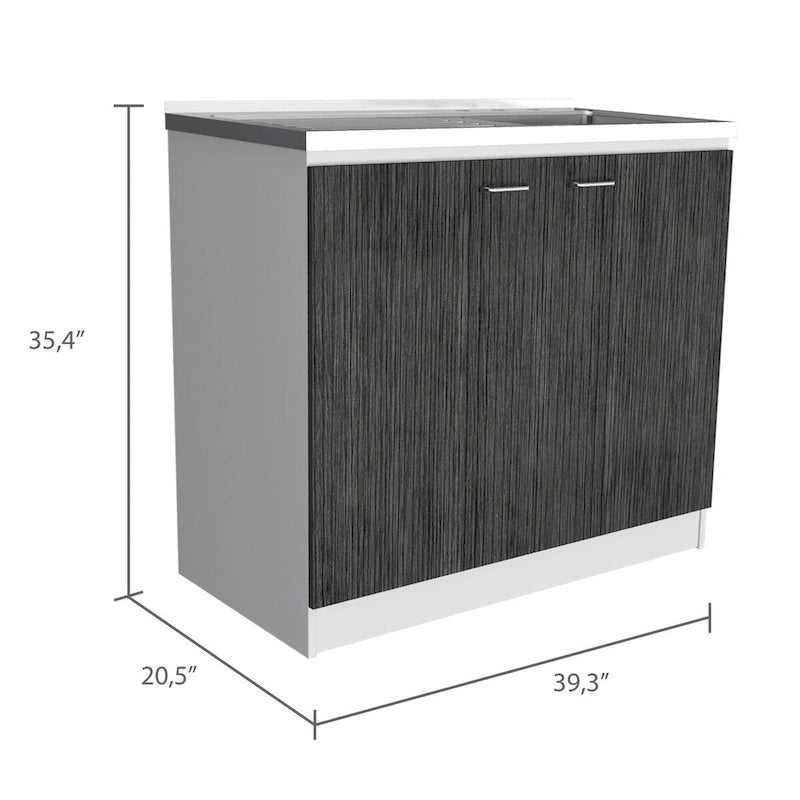 Meuble sous-évier avec lavabo utilitaire à 2 portes rectangulaire Brookeline