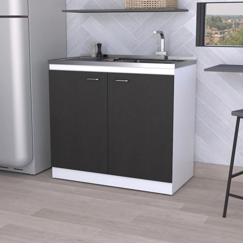 Meuble sous-évier avec lavabo utilitaire à 2 portes rectangulaire Brookeline