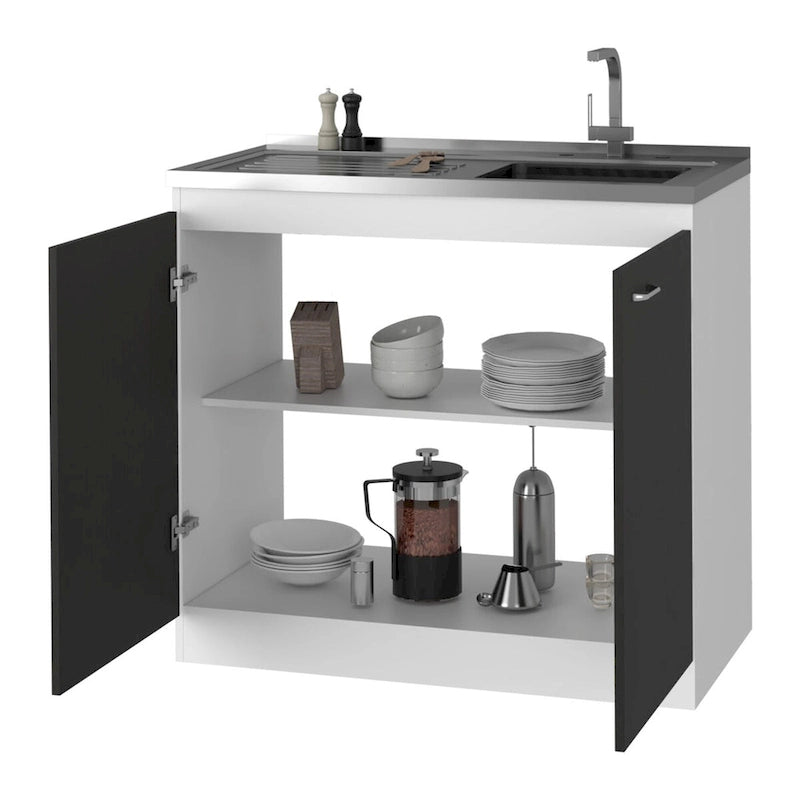 Meuble sous-évier avec lavabo utilitaire à 2 portes rectangulaire Brookeline