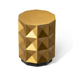 Table d'appoint géométrique antique dorée 17" | MGO et fibre de verre | Tabouret d'appoint avec disque flottant