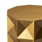 Table d'appoint géométrique antique dorée 17" | MGO et fibre de verre | Tabouret d'appoint avec disque flottant