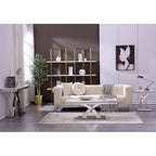 Table d'appoint en métal moderne avec plateau carré brillant et piètement en croix