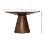 Table à manger en bois de manguier de 52 po de large | Fini brun moyen | Table à manger moderne en bois massif