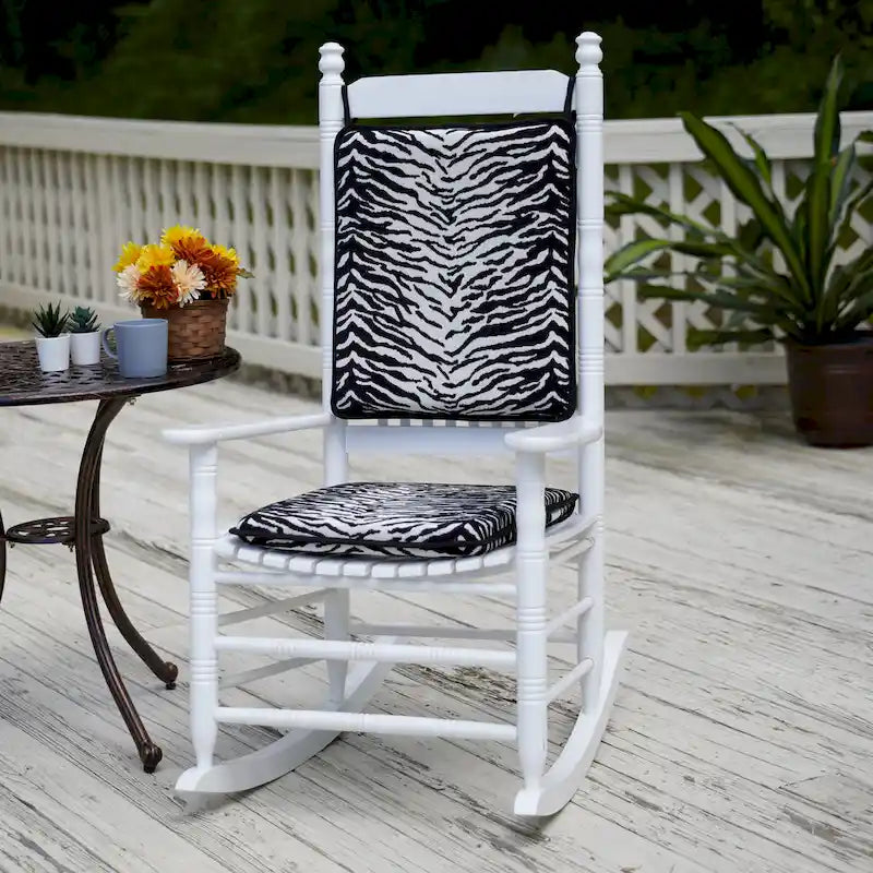 Ensemble de coussins réversibles en chenille pour fauteuil à bascule | Coussin d'assise et de dossier | Attaches antidérapantes