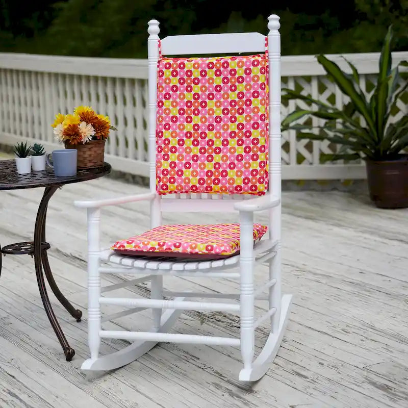 Ensemble de coussins réversibles en chenille pour fauteuil à bascule | Coussin d'assise et de dossier | Attaches antidérapantes