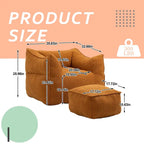 Pouf carré sans accoudoirs en tissu bouclé avec ottoman