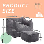 Pouf carré sans accoudoirs en tissu bouclé avec ottoman